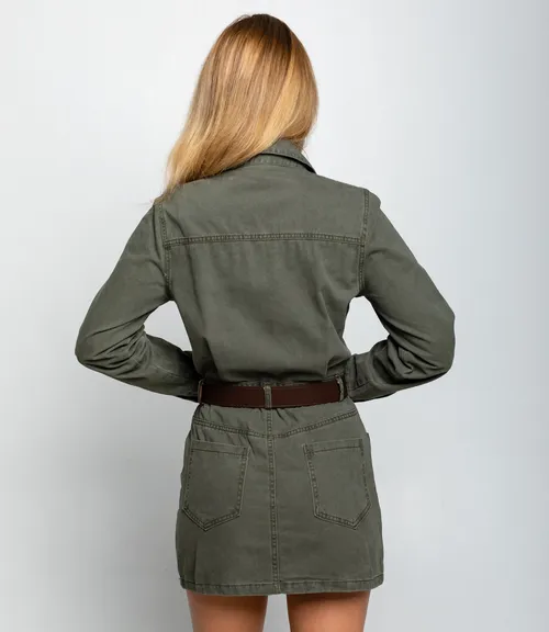 Джинсовое платье #КТ9199 (1), серо-зелёный