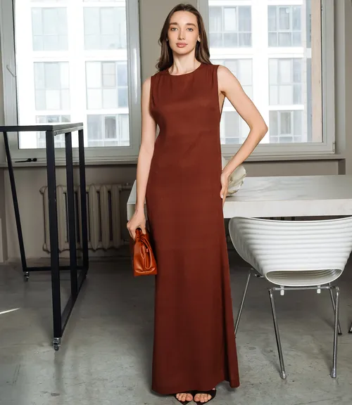 Платье #ОКТ025025, коричневый