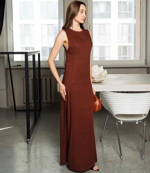 Платье #ОКТ025025, коричневый