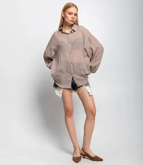Рубашка #ОКТ115002, капучино
