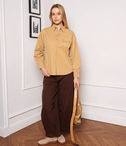 Рубашка #КТ6810 (4), бежевый