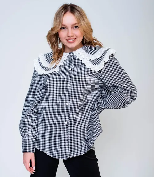 Рубашка #КТ5518-1, белый,чёрный - фото 1