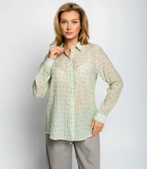Рубашка #КТ2422, фисташковый