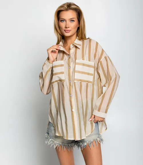 Рубашка #КТ21020 (1), бежевый