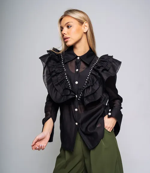 Блуза #КТ9682, чёрный - фото 2