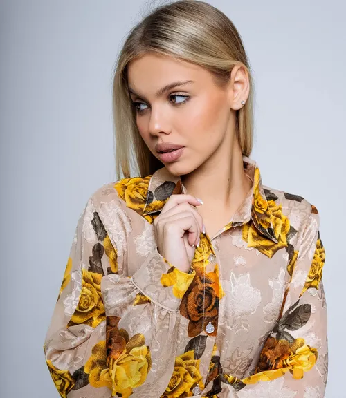 Рубашка #КТ550-2, бежевый