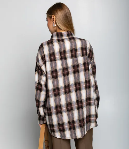 Рубашка #КТ225 (5), коричневый,белый