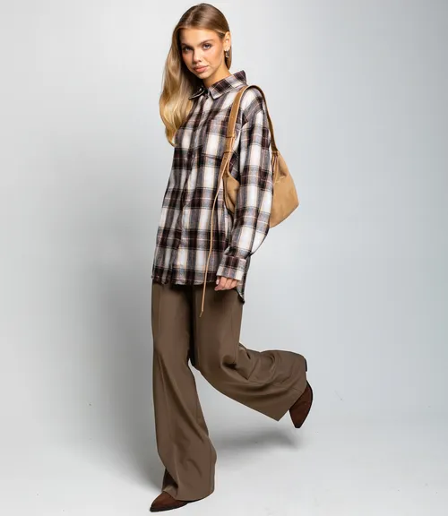 Рубашка #КТ225 (5), коричневый,белый