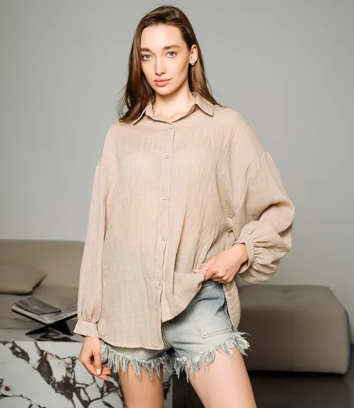 Рубашка #ОКТ115002, бежевый