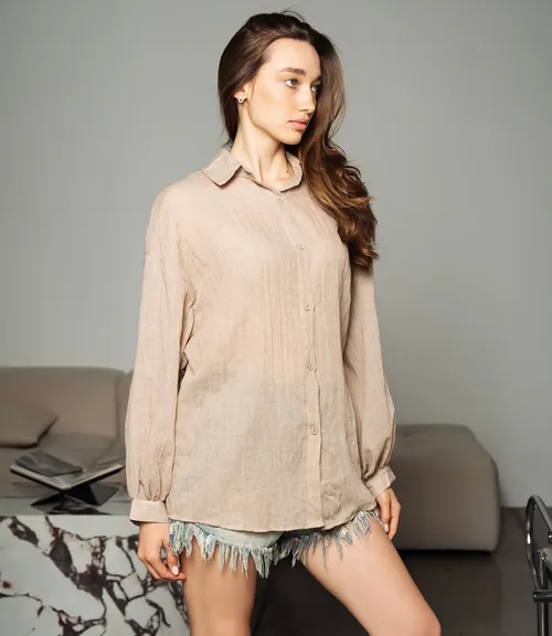 Рубашка #ОКТ115002, бежевый