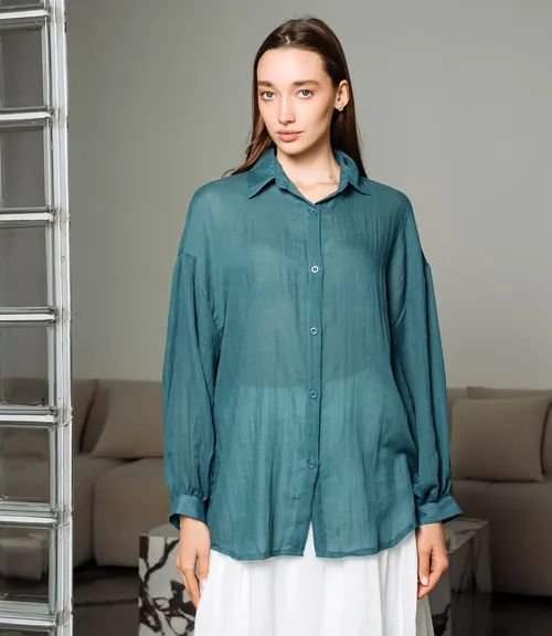 Рубашка #ОКТ115002, морская волна