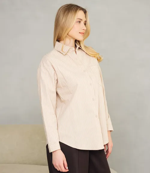 Рубашка #КТ0026, бежевый