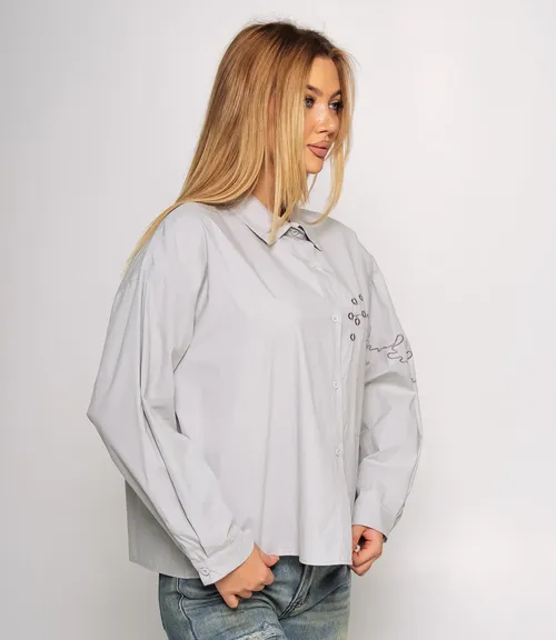 Рубашка #КТ2210 (3), серо-голубой