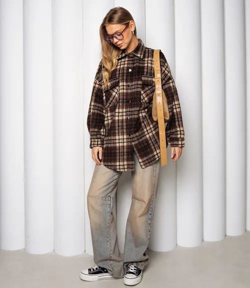 Рубашка #КТ25552, коричневый