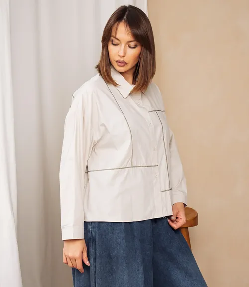 Рубашка #КТ2225 (3), бежево-серый