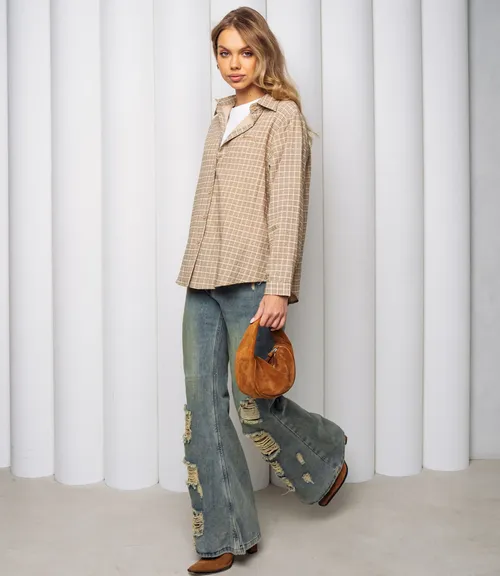 Рубашка #КТ8010 (3), бежевый