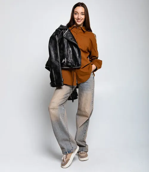 Рубашка #КТ627, коричневый