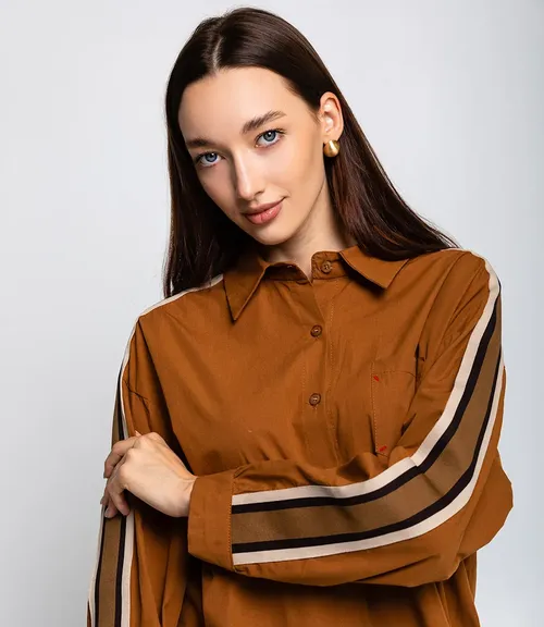 Рубашка #КТ627, коричневый