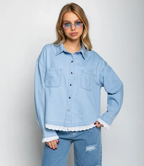 Джинсовая рубашка #КТ370, голубой