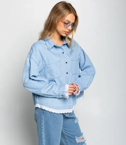 Джинсовая рубашка #КТ370, голубой