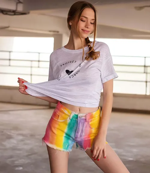 Джинсовые шорты #КТ19, мультиколор - фото 1