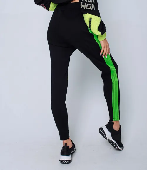 Спортивные брюки #КТ966, чёрный,зелёный - фото 3