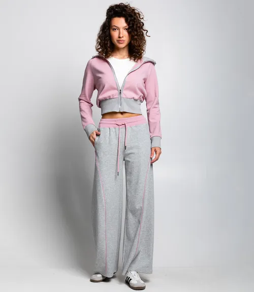 Спортивный костюм #КТ25024, пудровый, серый меланж