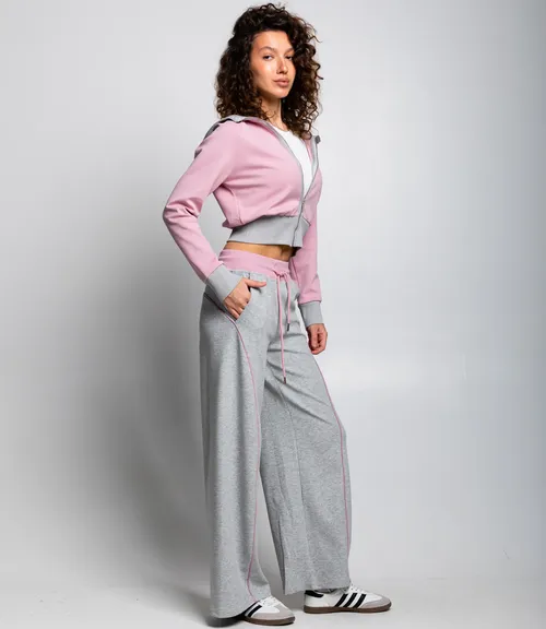 Спортивный костюм #КТ25024, пудровый, серый меланж