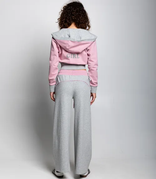 Спортивный костюм #КТ25024, пудровый, серый меланж