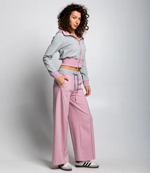 Спортивный костюм #КТ25024, серый меланж, пудровый