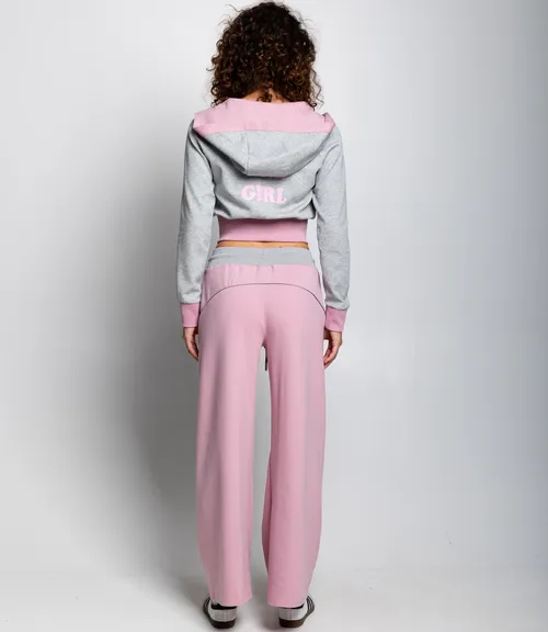 Спортивный костюм #КТ25024, серый меланж, пудровый