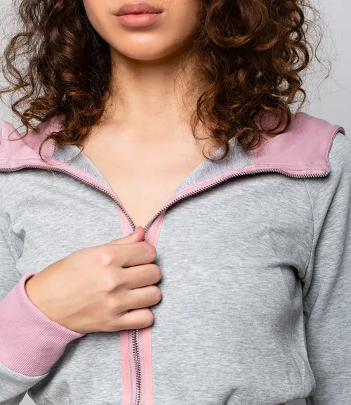 Спортивный костюм #КТ25024, серый меланж, пудровый