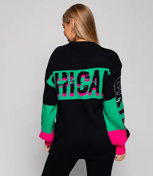 Свитер #КТ905 (7), чёрный,зелёный