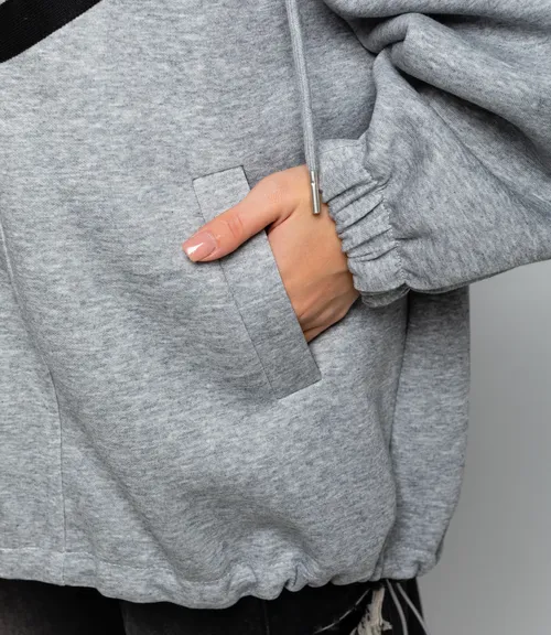 Толстовка #КТ5993, серый меланж