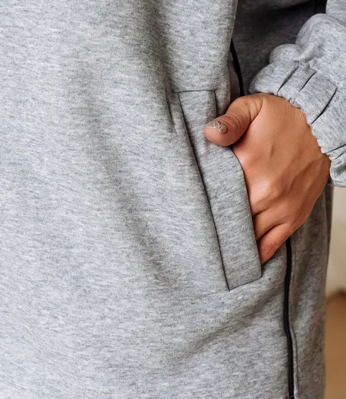 Толстовка #КТ536, серый меланж